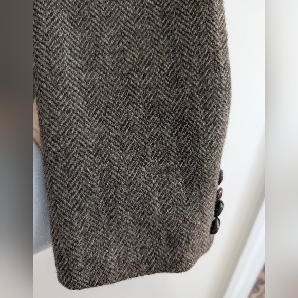 Vintage Neil Martin Gray New Wool Herringbone Blazer Elbow Patch Academic 44R - Picture 16 of 16